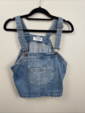 One Teaspoon Light Blue Denim Crop Overalls Top